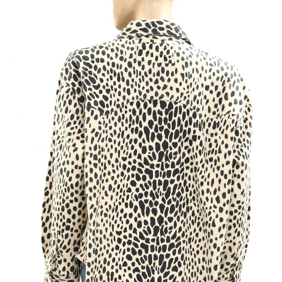 Free People We The Free Calico Flannel Shirt Top Snow Leopard Printed XL 286275 - Picture 9 of 9